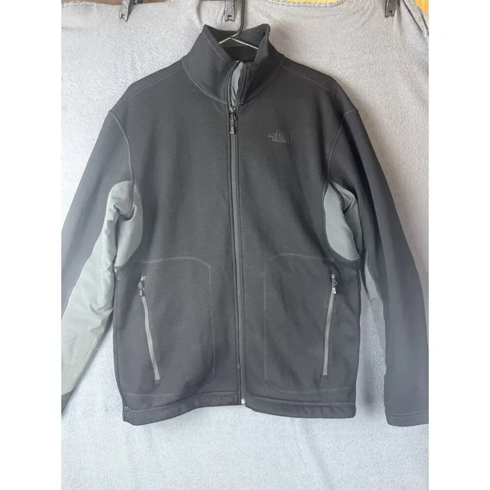 The North Face Jacket Mens Medium Black Gray TKA Stealth Fleece Full Zip Stretch